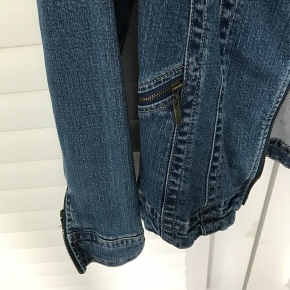 Live a Little front zip moto style jean jacket, S - Picture 3 of 4